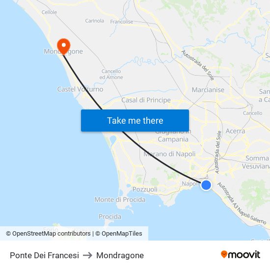 Ponte Dei Francesi to Mondragone map