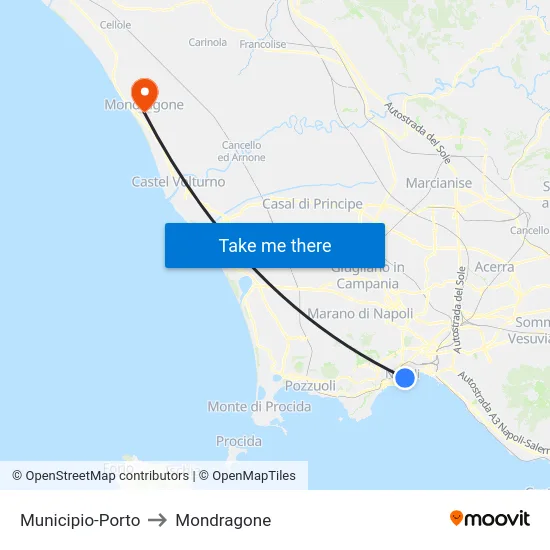 Municipio-Porto to Mondragone map