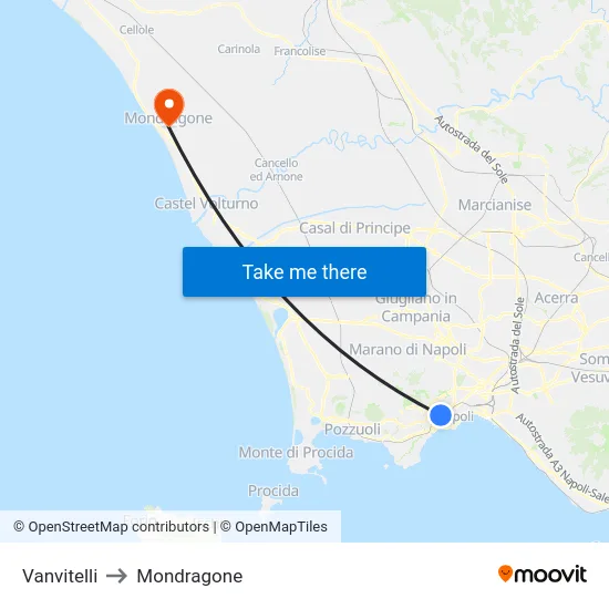 Vanvitelli to Mondragone map