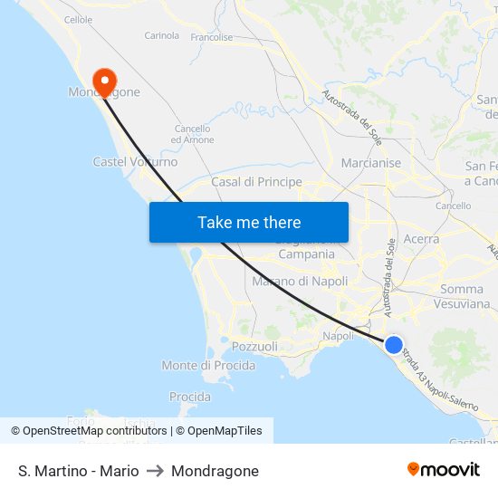 S. Martino - Mario to Mondragone map
