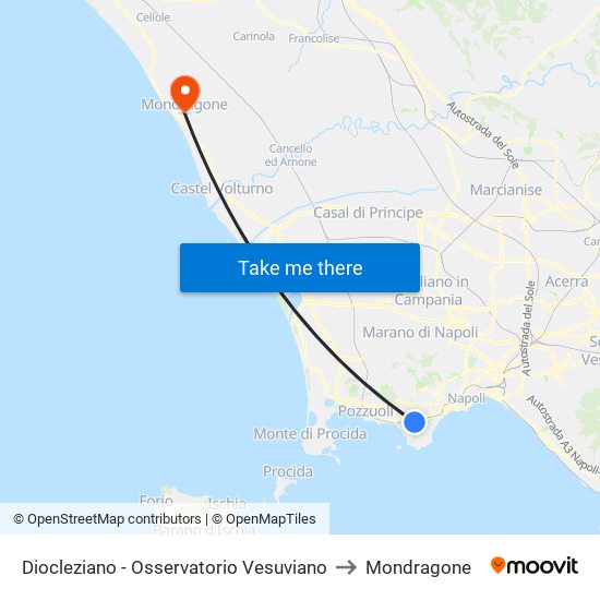 Diocleziano - Osservatorio Vesuviano to Mondragone map