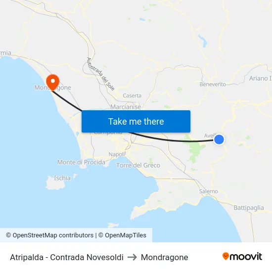Atripalda - Contrada Novesoldi to Mondragone map