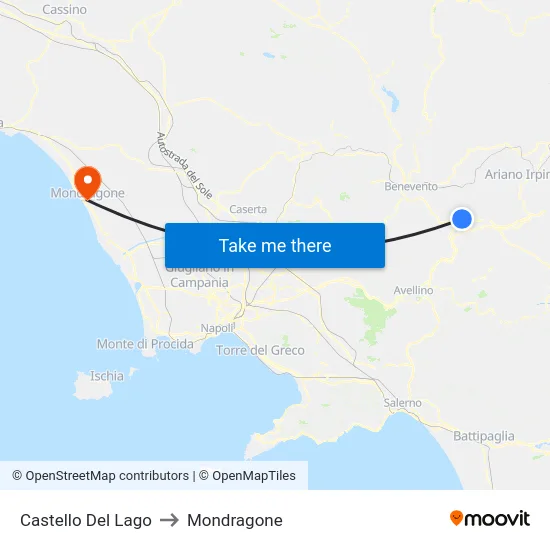 Castello Del Lago to Mondragone map