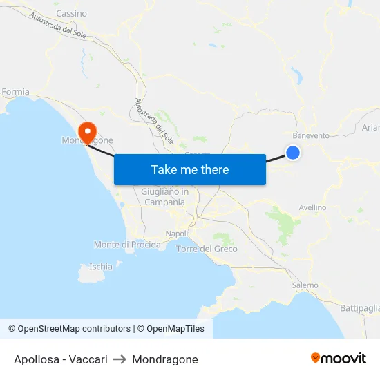 Apollosa - Vaccari to Mondragone map