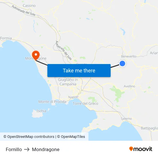Fornillo to Mondragone map