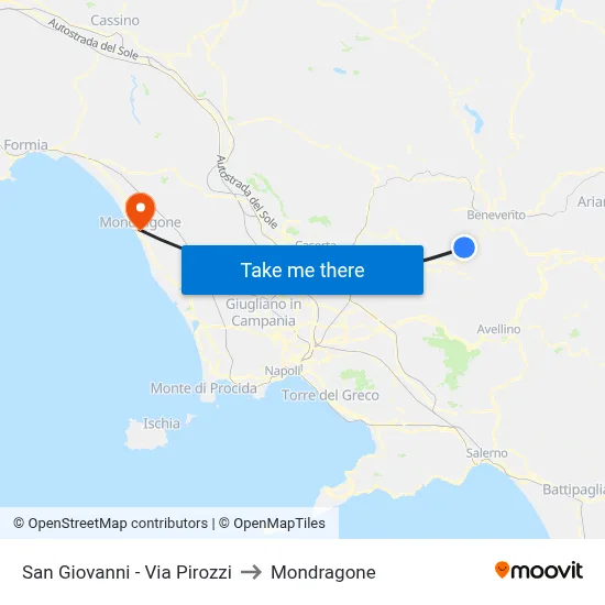 San Giovanni - Via Pirozzi to Mondragone map