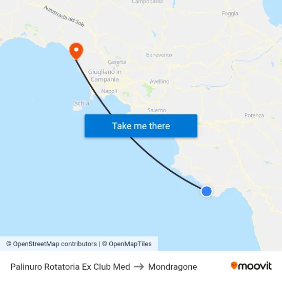 Palinuro Rotatoria Ex Club Med to Mondragone map