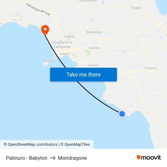 Palinuro - Babylon to Mondragone map