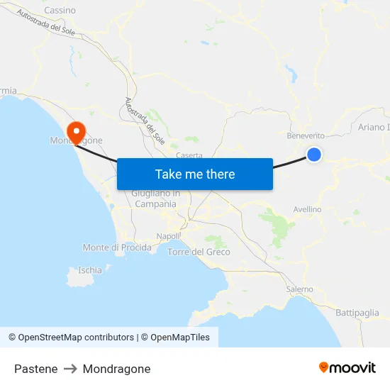 Pastene to Mondragone map