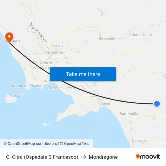 O. Citra (Ospedale S.Francesco) to Mondragone map