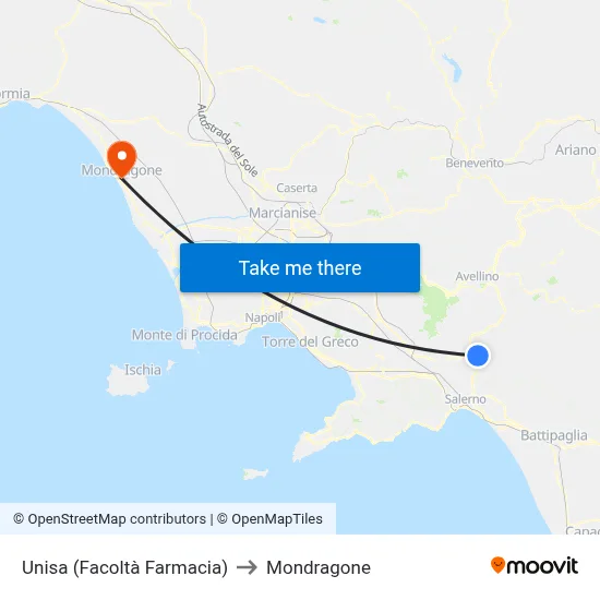 UNISA (Faculty of Pharmacy) to Mondragone map