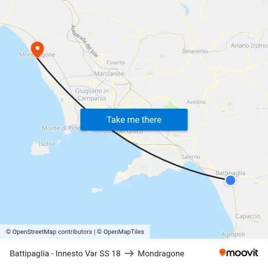 Battipaglia - Junction Var SS 18 to Mondragone map