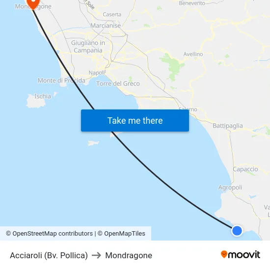 Acciaroli (Bv. Pollica) to Mondragone map