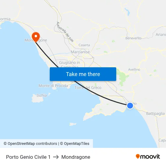 Civil Engineering Port 1 to Mondragone map