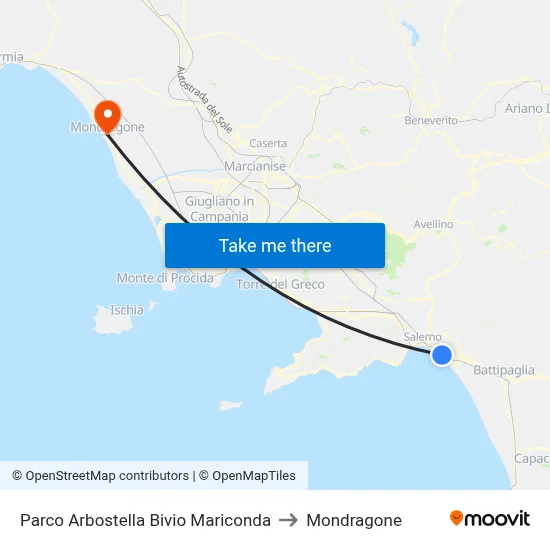 Arbostella Park Mariconda Junction to Mondragone map