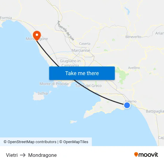 Vietri to Mondragone map