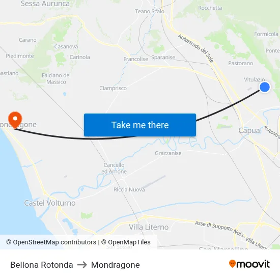 Bellona Roundabout to Mondragone map