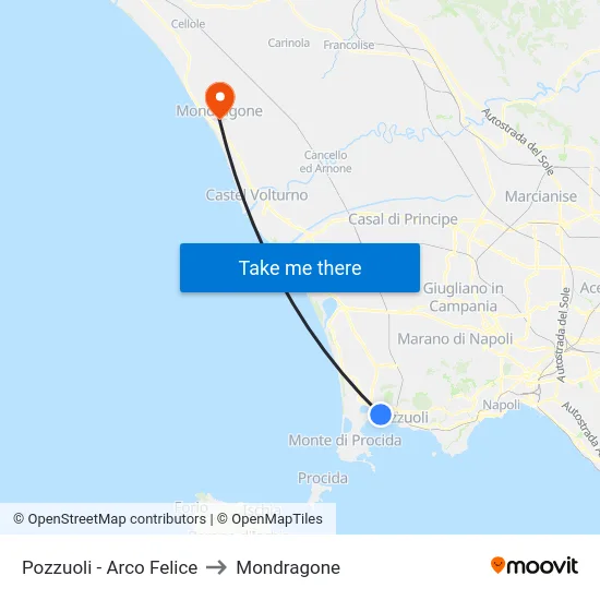 Pozzuoli - Arco Felice to Mondragone map
