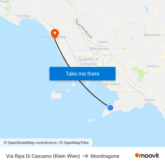 Via Ripa Di Cassano (Klein Wien) to Mondragone map