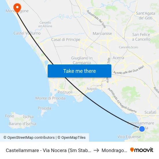 Castellammare - Via Nocera (Sm Stabiae) to Mondragone map