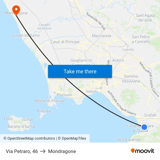Via Petraro, 46 to Mondragone map