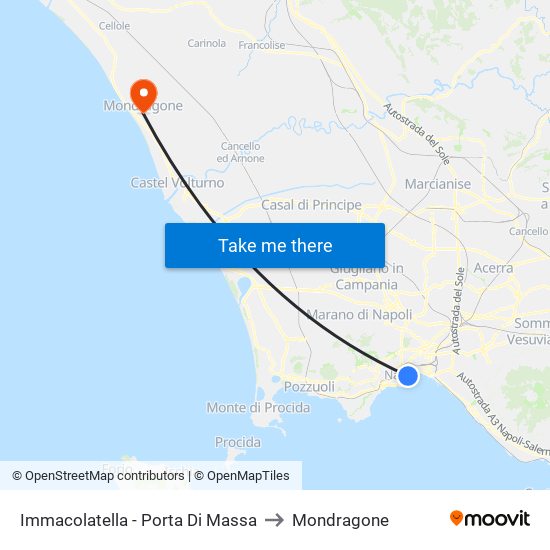 Immacolatella - Porta Di Massa to Mondragone map