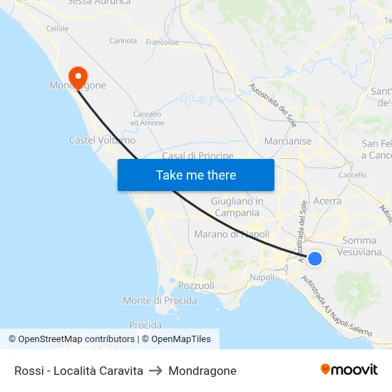 Rossi - Località Caravita to Mondragone map