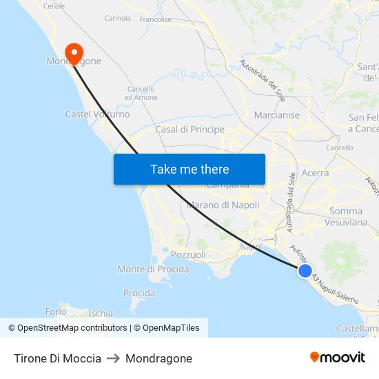 Tirone Di Moccia to Mondragone map