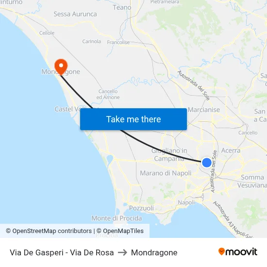 Via De Gasperi - Via De Rosa to Mondragone map