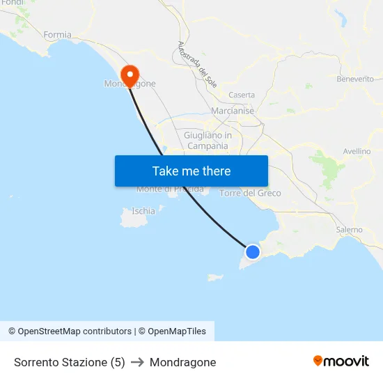 Sorrento Station (5) to Mondragone map