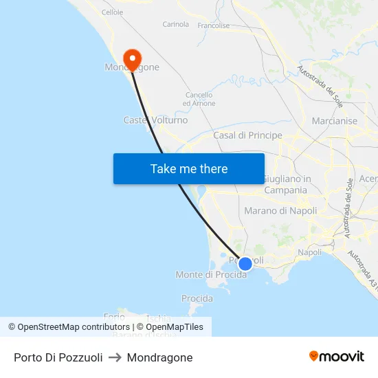 Porto Di Pozzuoli to Mondragone map