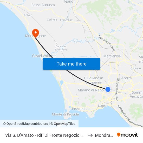 Via S. D'Amato - Rif. Di Fronte Negozio Record Linea to Mondragone map