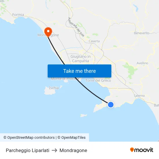 Liparlati Parking to Mondragone map