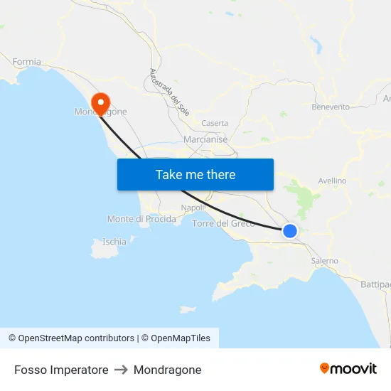 Fosso Imperatore to Mondragone map