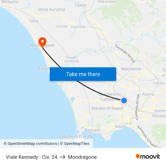 Viale Kennedy - Civ. 24 to Mondragone map