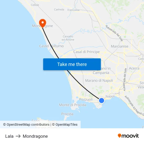 Lala to Mondragone map