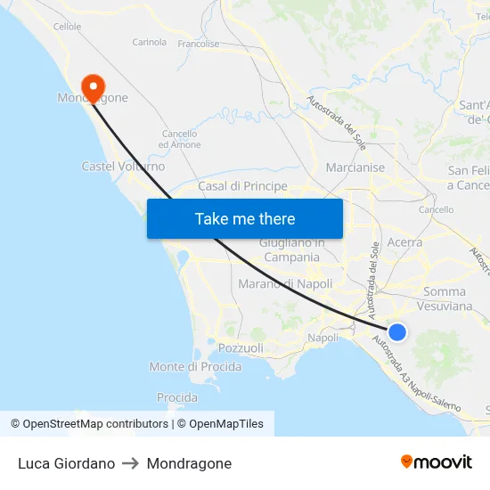 Luca Giordano to Mondragone map