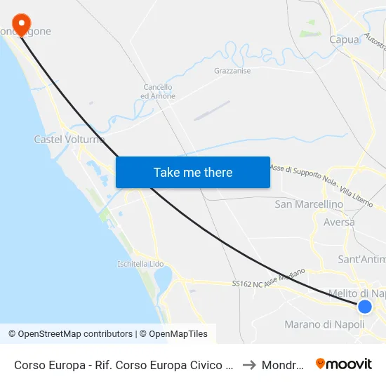 Corso Europa - Rif. Corso Europa Civico N° 374 Parco G. B. to Mondragone map