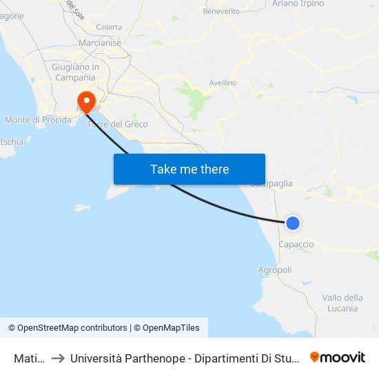 Matinella to Università Parthenope - Dipartimenti Di Studi Economici E Aziendali map