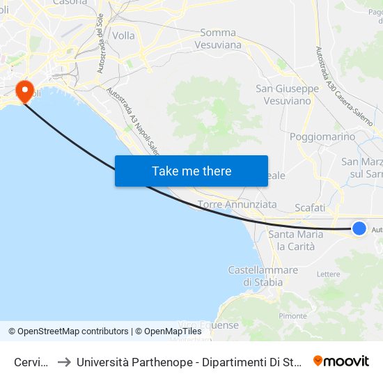 Cervinia 14 to Università Parthenope - Dipartimenti Di Studi Economici E Aziendali map