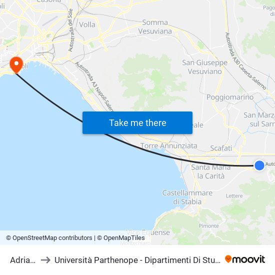 Adriana 16 to Università Parthenope - Dipartimenti Di Studi Economici E Aziendali map