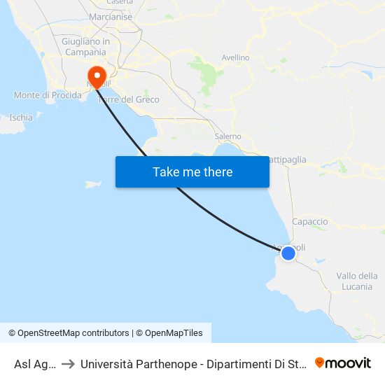 Asl Agropoli to Università Parthenope - Dipartimenti Di Studi Economici E Aziendali map