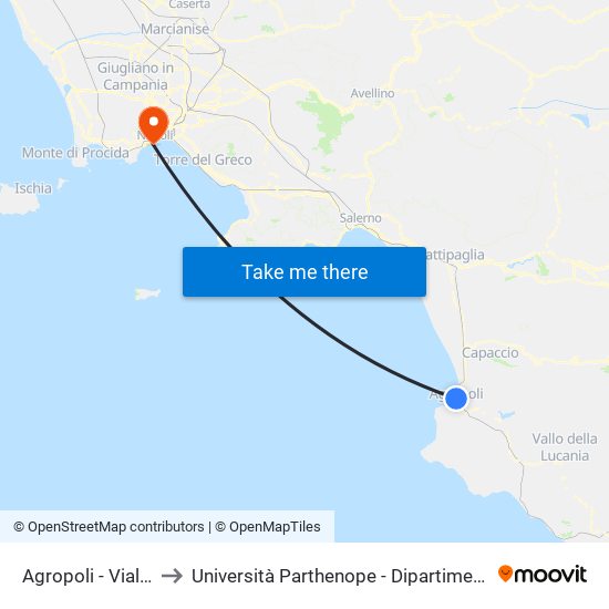 Agropoli - Viale Risorgimento to Università Parthenope - Dipartimenti Di Studi Economici E Aziendali map