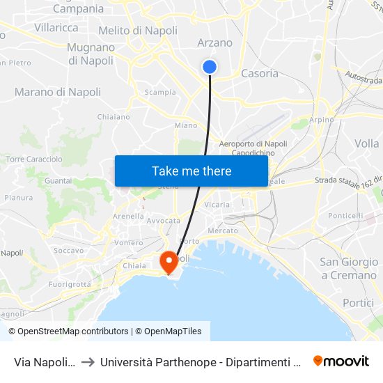 Via Napoli - Civ. 146 to Università Parthenope - Dipartimenti Di Studi Economici E Aziendali map