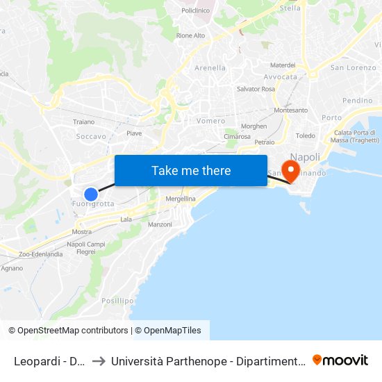 Leopardi - Direzione Anm to Università Parthenope - Dipartimenti Di Studi Economici E Aziendali map