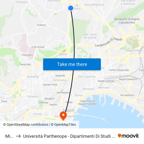 Miano to Università Parthenope - Dipartimenti Di Studi Economici E Aziendali map