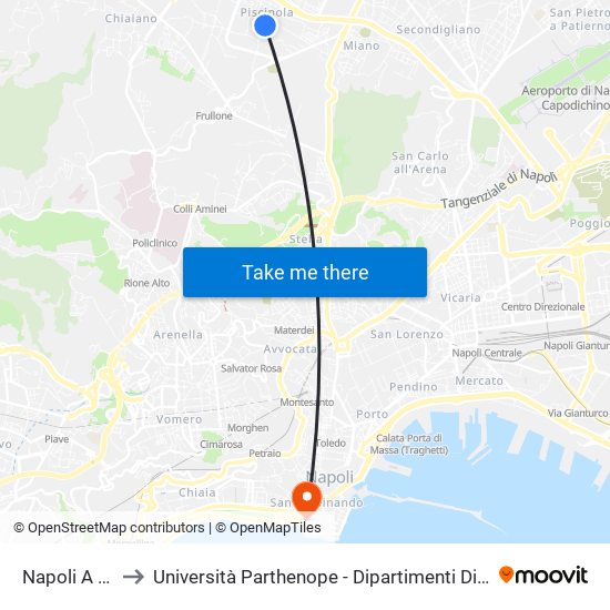 Napoli A Piscinola to Università Parthenope - Dipartimenti Di Studi Economici E Aziendali map