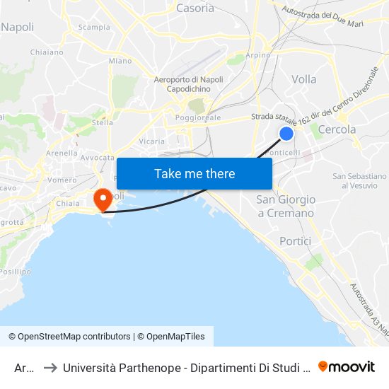 Argine to Università Parthenope - Dipartimenti Di Studi Economici E Aziendali map