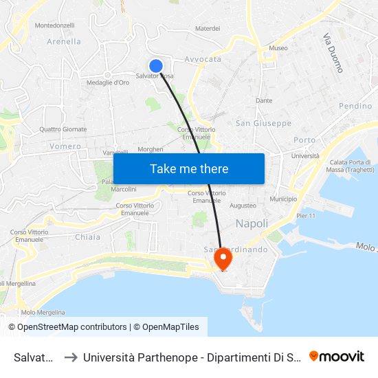 Salvator Rosa to Università Parthenope - Dipartimenti Di Studi Economici E Aziendali map