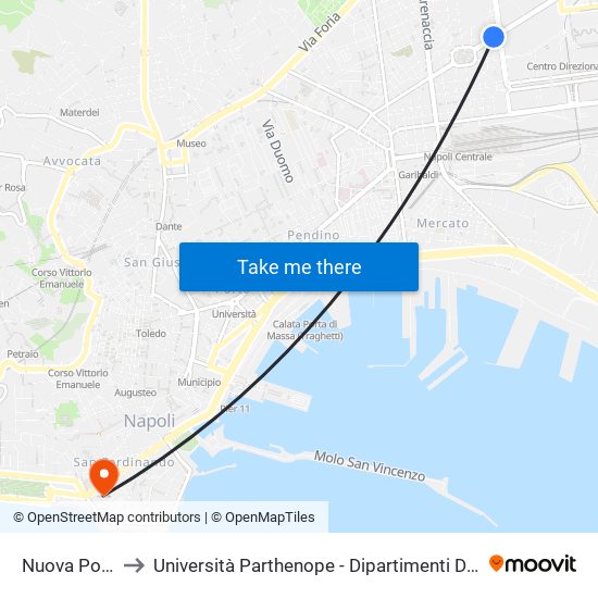 Nuova Poggioreale to Università Parthenope - Dipartimenti Di Studi Economici E Aziendali map